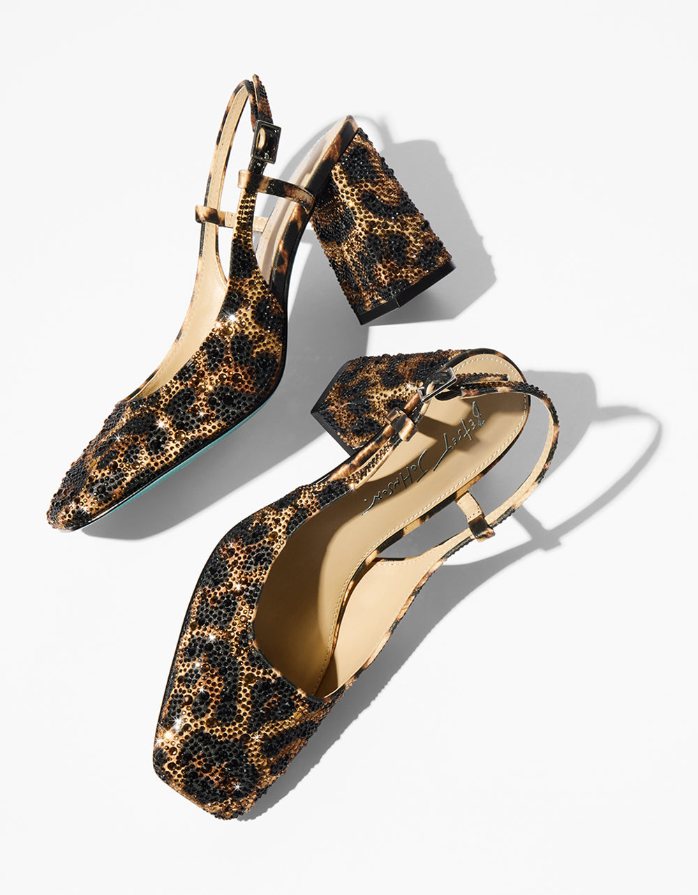 ELIAS LEOPARD Square-Toe Slingback Block Heels | Betsey Johnson Discount