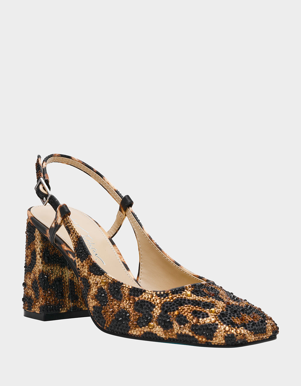 ELIAS LEOPARD Square-Toe Slingback Block Heels | Betsey Johnson Discount