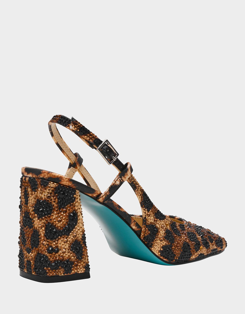 ELIAS LEOPARD Square-Toe Slingback Block Heels | Betsey Johnson Discount