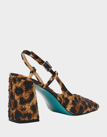 ELIAS LEOPARD Square-Toe Slingback Block Heels | Betsey Johnson Discount