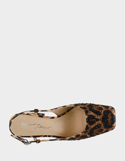 ELIAS LEOPARD Square-Toe Slingback Block Heels | Betsey Johnson Discount