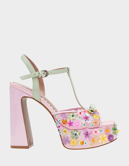 MELODIE PINK MULTI Women's Platform Floral Heel Sandal | Betsey Johnson Everyday