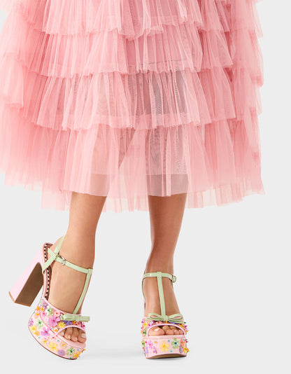 MELODIE PINK MULTI Women's Platform Floral Heel Sandal | Betsey Johnson Everyday