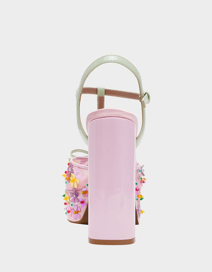 MELODIE PINK MULTI Women's Platform Floral Heel Sandal | Betsey Johnson Everyday