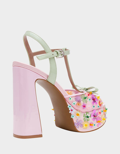 MELODIE PINK MULTI Women's Platform Floral Heel Sandal | Betsey Johnson Everyday