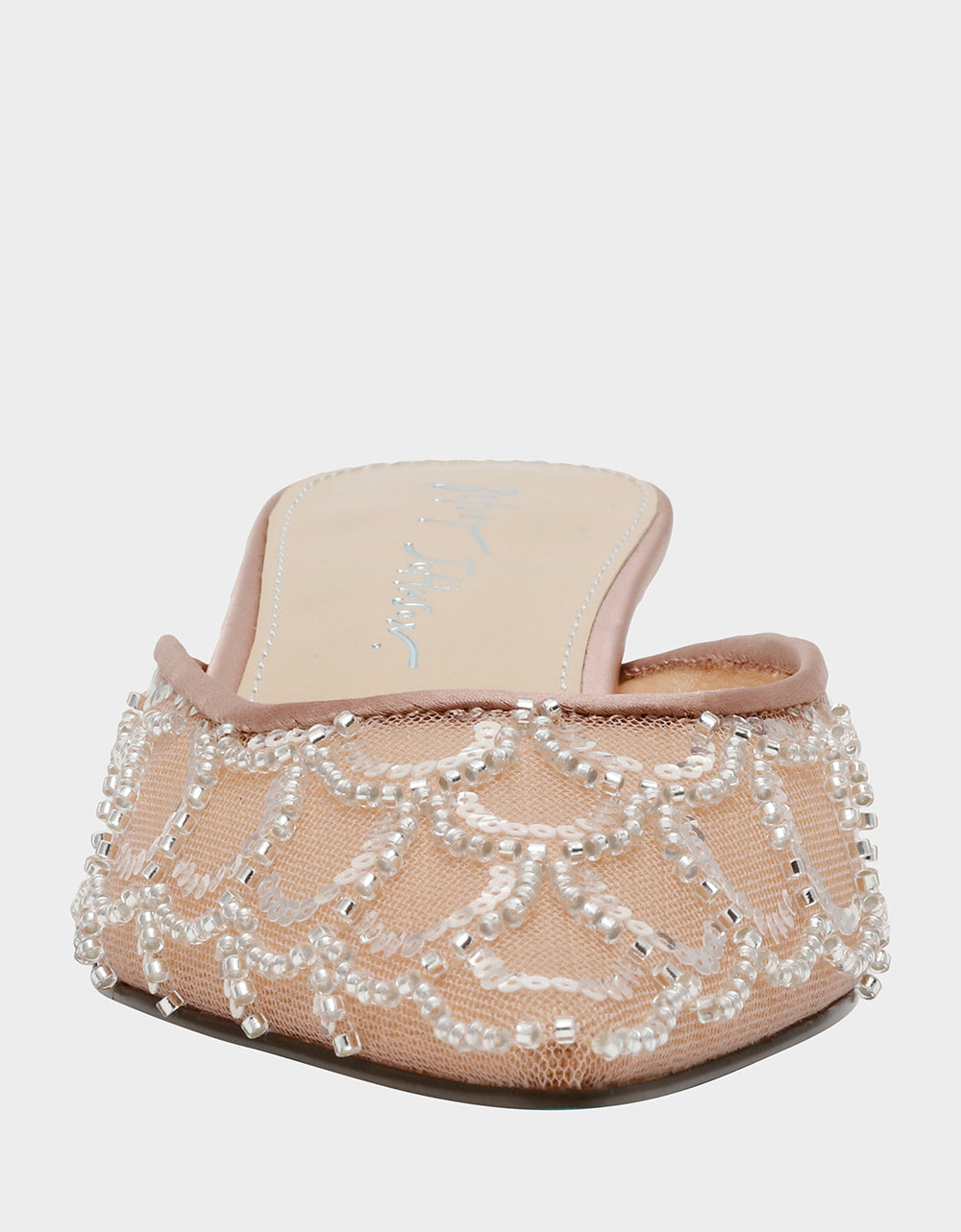 ELLIS NUDE Pointed-Toe Mesh Embellished Mule Women's Kitten Heel | Betsey Johnson Signature