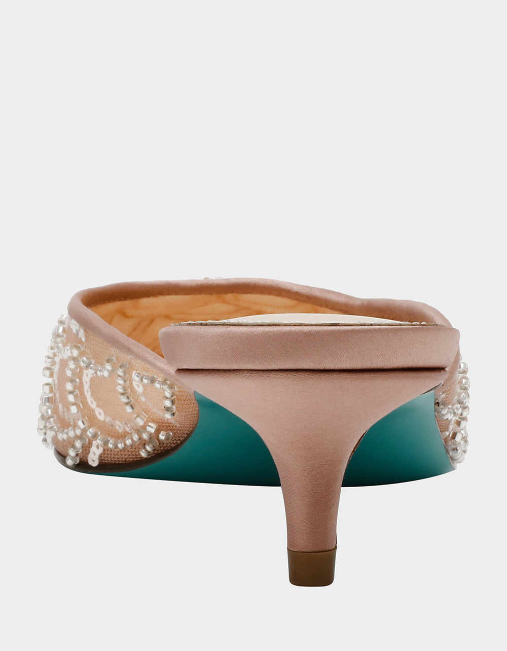 ELLIS NUDE Pointed-Toe Mesh Embellished Mule Women's Kitten Heel | Betsey Johnson Signature