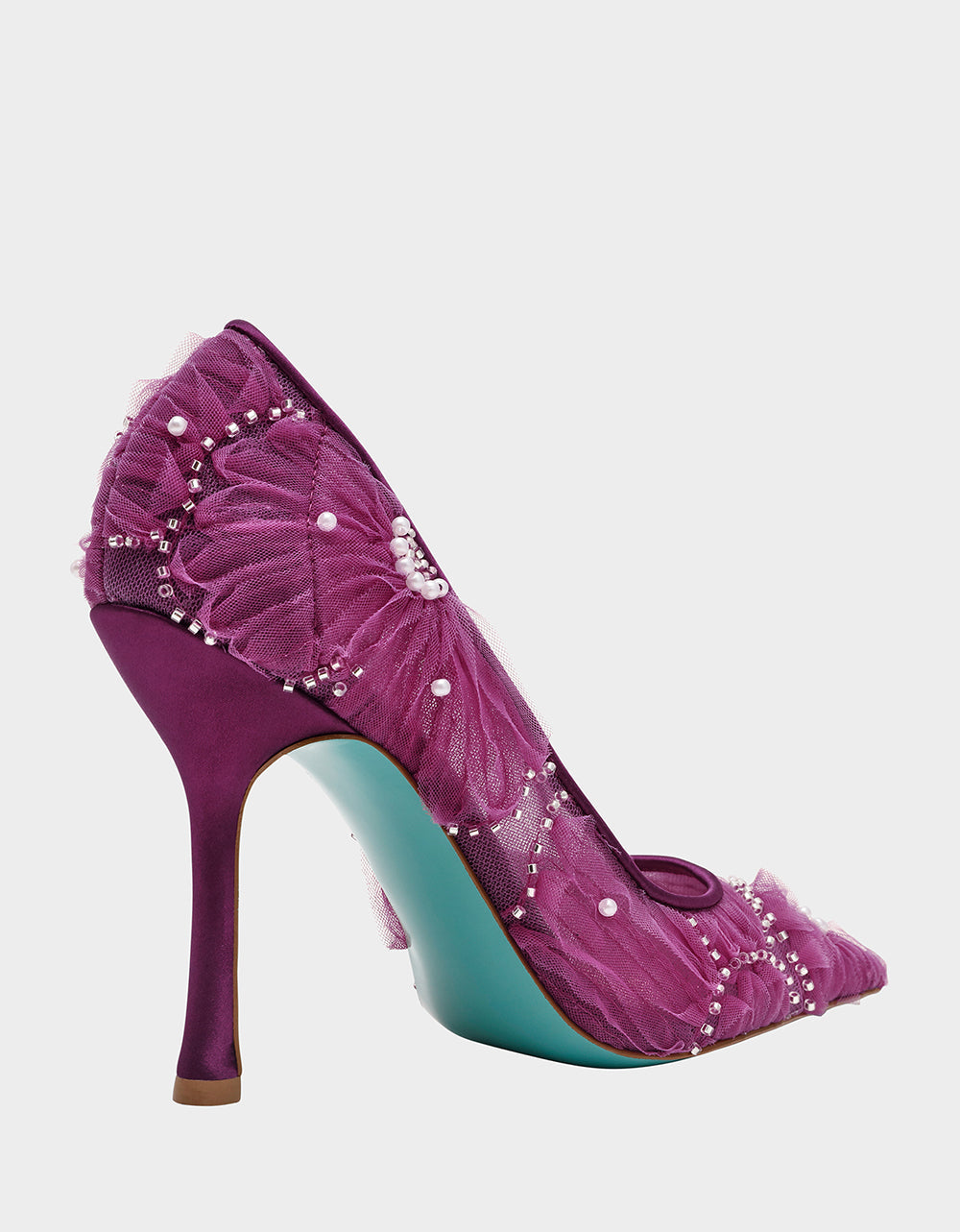 ROXIE OXBLOOD Pointed-Toe Mesh Stiletto Pump Women's Heel | Betsey Johnson Value