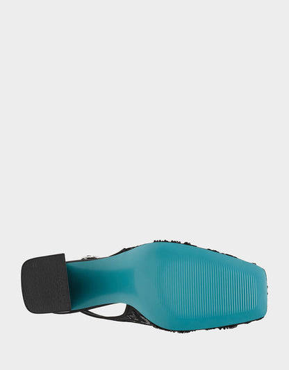 NINAH BLACK Square-Toe Slingback Mesh Block Heels | Betsey Johnson Signature