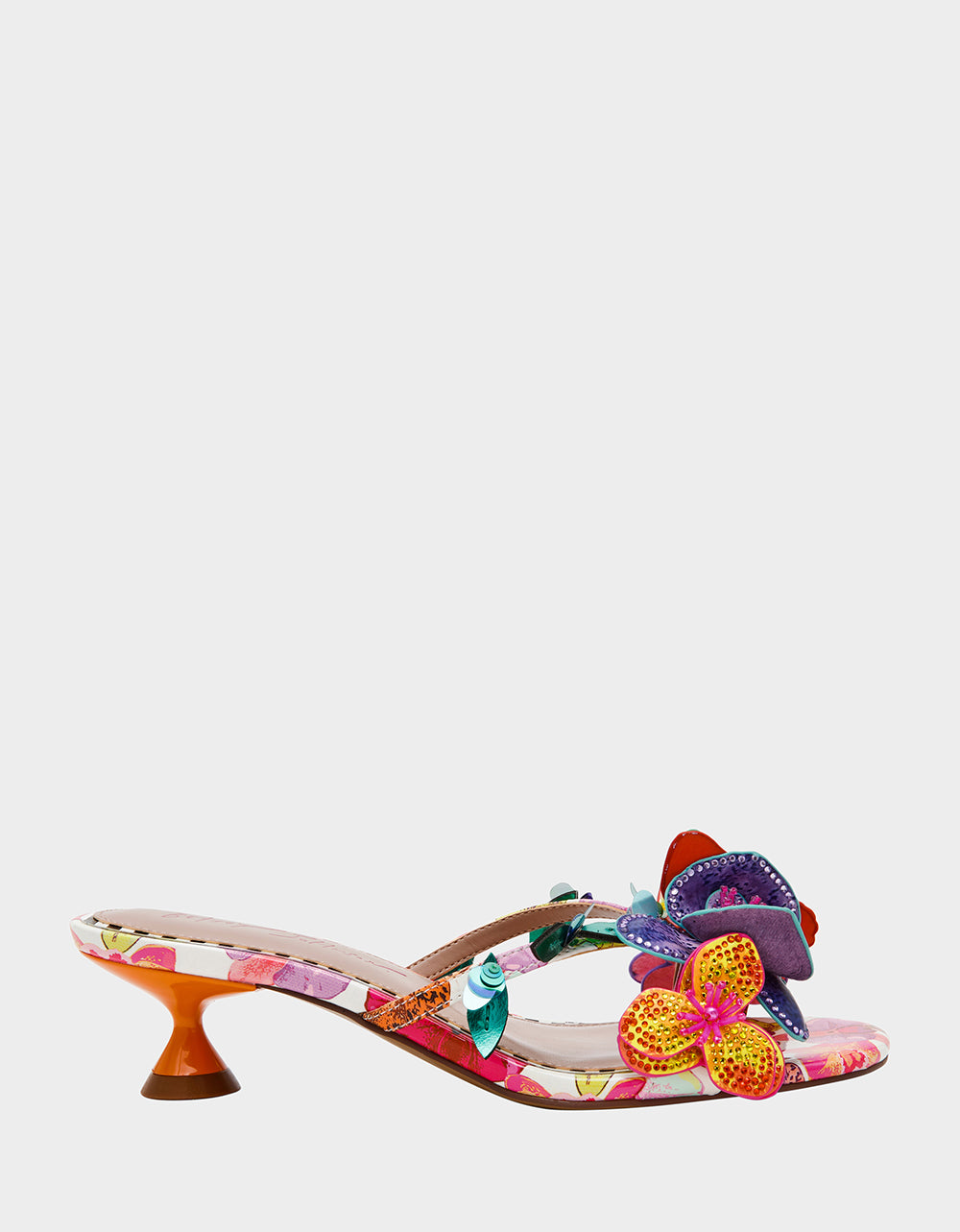 BEATRIZ WHITE MULTI Women's Floral Rhinestone Kitten Heel | Betsey Johnson Special Offer