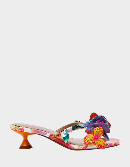 BEATRIZ WHITE MULTI Women's Floral Rhinestone Kitten Heel | Betsey Johnson Special Offer