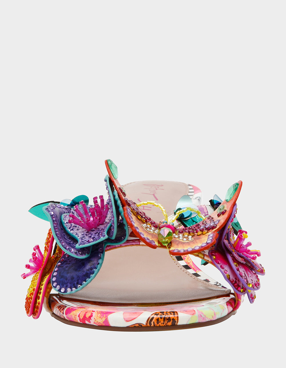 BEATRIZ WHITE MULTI Women's Floral Rhinestone Kitten Heel | Betsey Johnson Special Offer