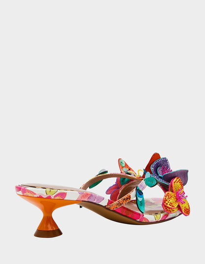 BEATRIZ WHITE MULTI Women's Floral Rhinestone Kitten Heel | Betsey Johnson Special Offer