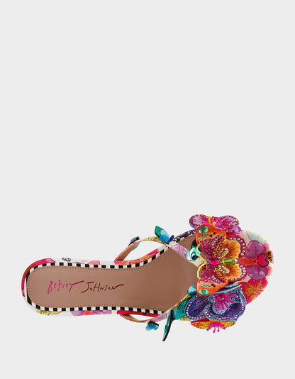 BEATRIZ WHITE MULTI Women's Floral Rhinestone Kitten Heel | Betsey Johnson Special Offer
