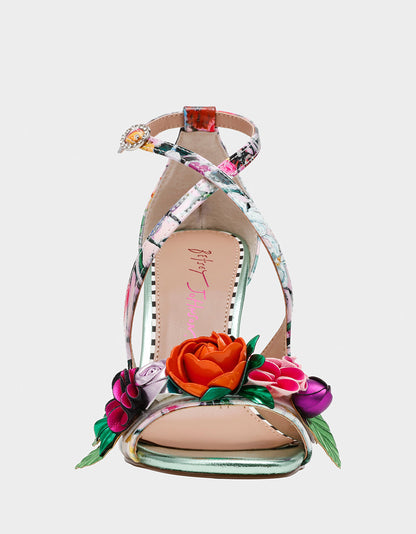 MIKAH PALE PINK FLORAL Square-Toe Strappy Heel | Betsey Johnson Deals