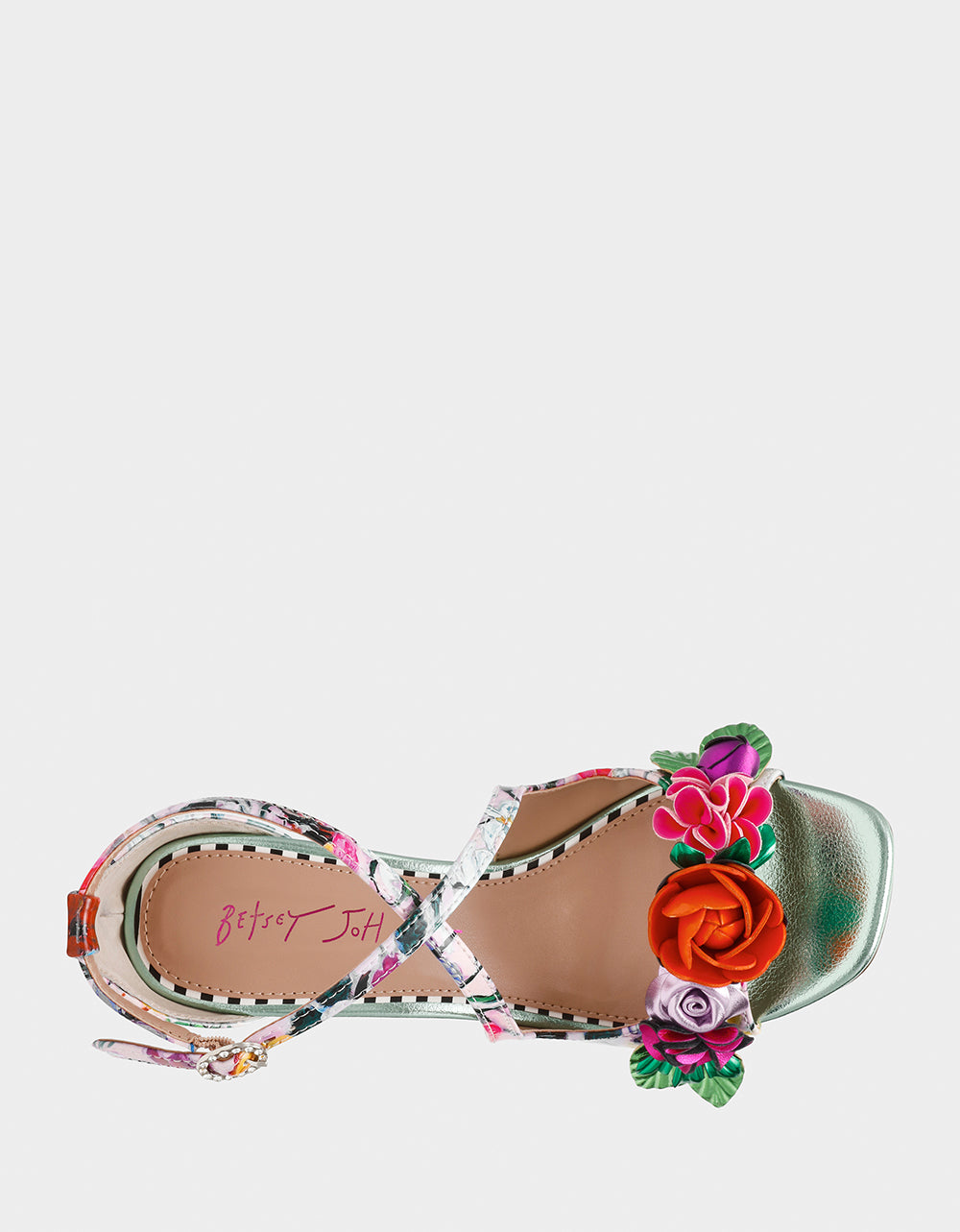 MIKAH PALE PINK FLORAL Square-Toe Strappy Heel | Betsey Johnson Deals