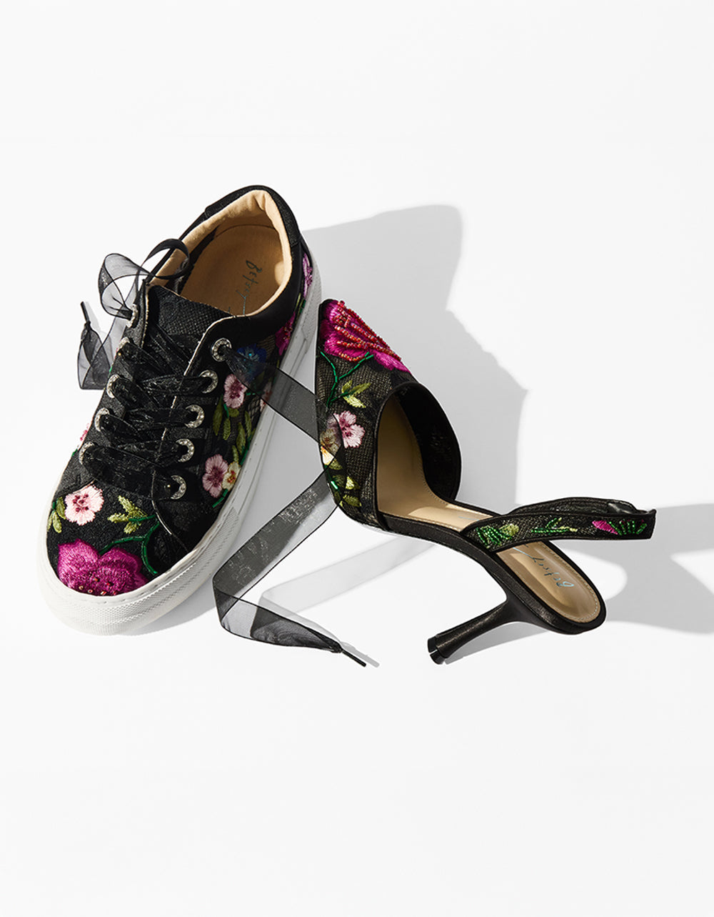 APRIL BLACK MULTI FLORAL Pointed-Toe Slingback Pump Heels | Betsey Johnson Discount
