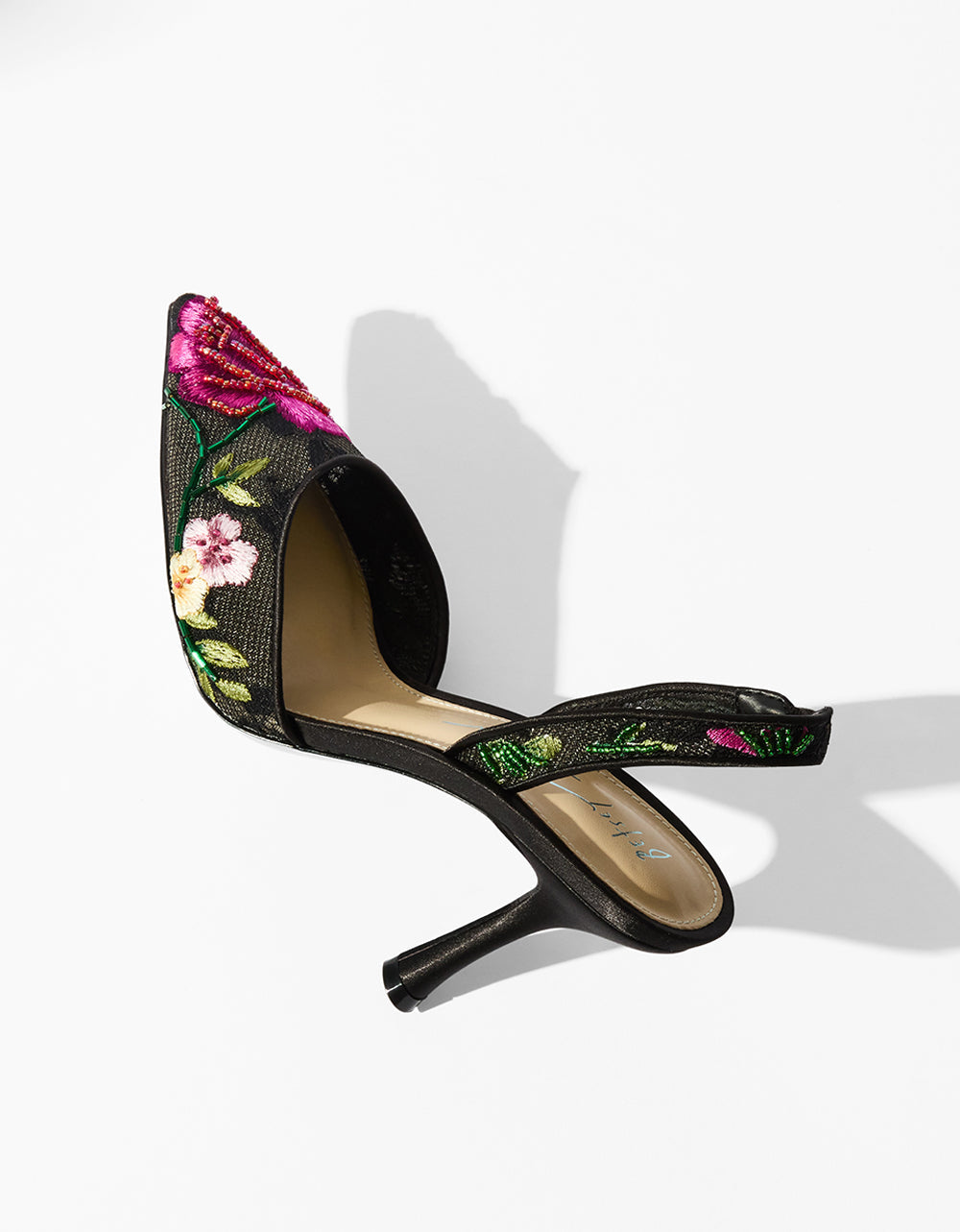 APRIL BLACK MULTI FLORAL Pointed-Toe Slingback Pump Heels | Betsey Johnson Discount
