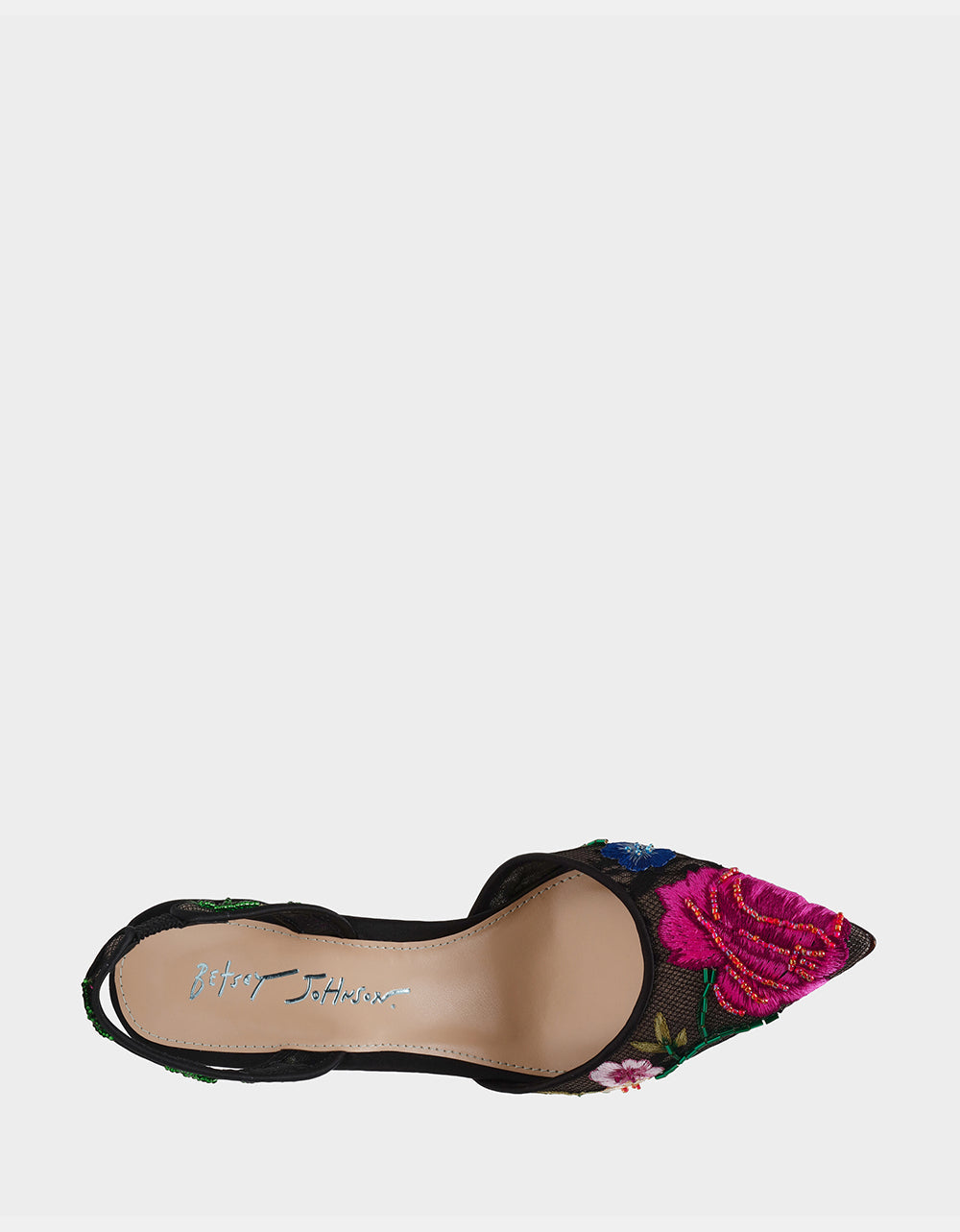 APRIL BLACK MULTI FLORAL Pointed-Toe Slingback Pump Heels | Betsey Johnson Discount