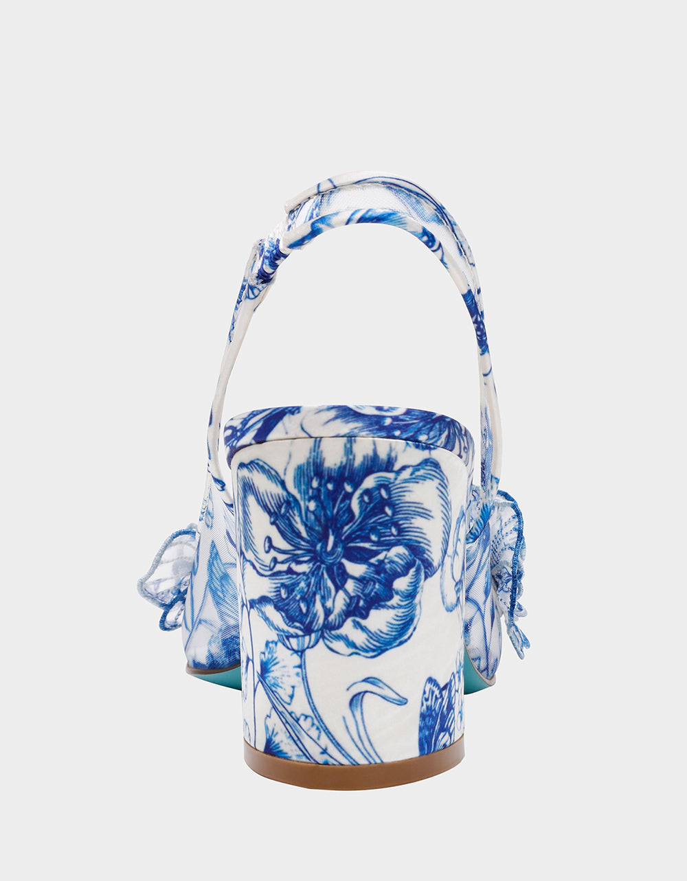 PETRA WHITE/BLUE FLORAL Slingback Floral Mesh Block Heel | Betsey Johnson Top Pick