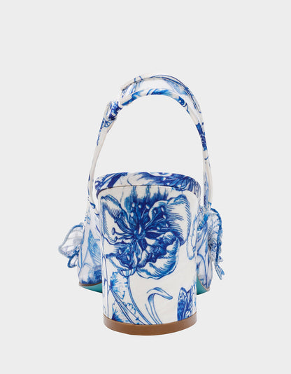 PETRA WHITE/BLUE FLORAL Slingback Floral Mesh Block Heel | Betsey Johnson Top Pick