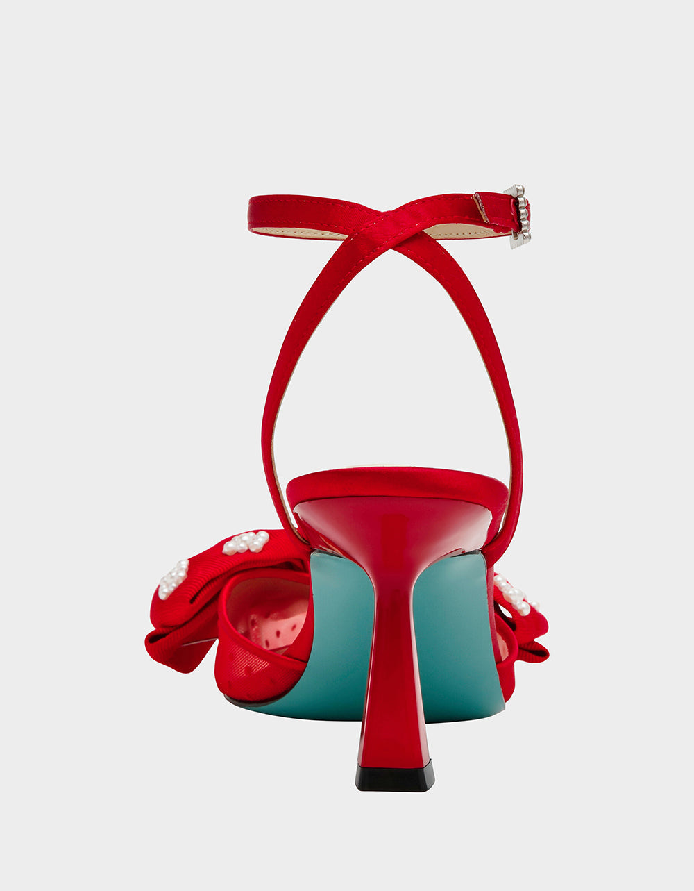 MARK RED Pointed-Toe Mesh Pump Rhinestone Bow Women's Heel | Betsey Johnson Everyday