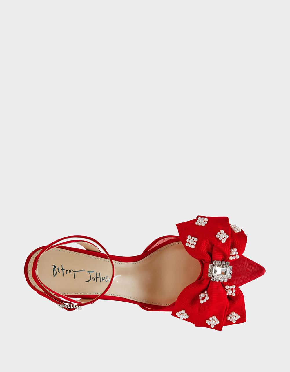 MARK RED Pointed-Toe Mesh Pump Rhinestone Bow Women's Heel | Betsey Johnson Everyday