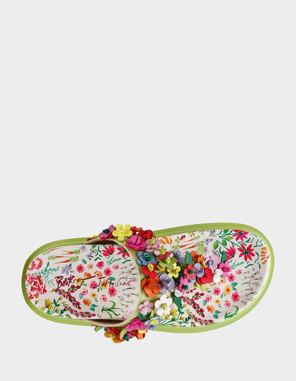 KAMMERON NATURAL FLORAL MULTI Women's Slip-On Footbed Floral Sandal | Betsey Johnson Customer Favorite