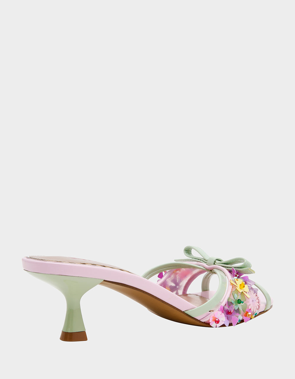 SHIRLEY Pink Multi Women's Kitten Heel Mule Heel | Betsey Johnson New