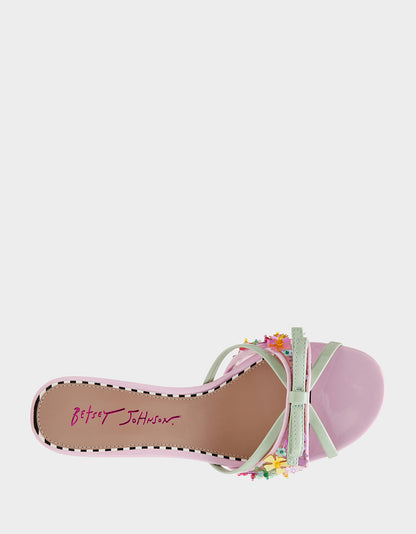 SHIRLEY Pink Multi Women's Kitten Heel Mule Heel | Betsey Johnson New