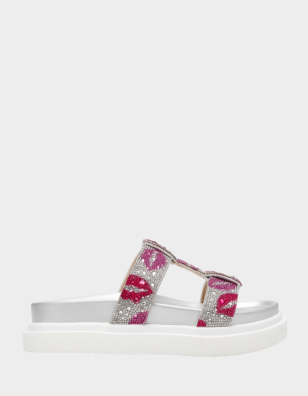 BILLY MULTI LIPS Women's Footbed Slip-On Lip Print Sandal | Betsey Johnson Trusted