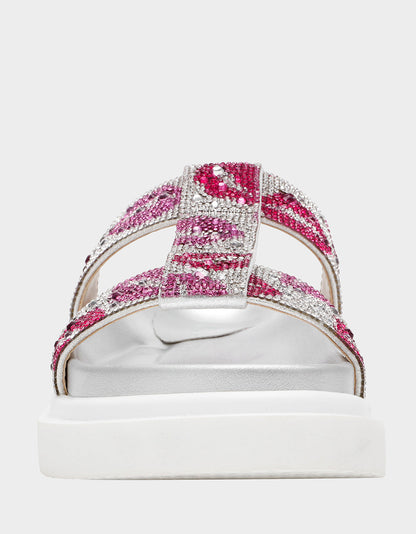 BILLY MULTI LIPS Women's Footbed Slip-On Lip Print Sandal | Betsey Johnson Trusted