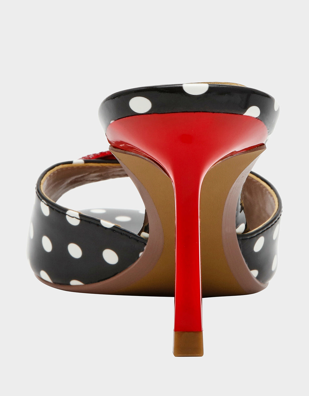 CASIDY WHITE BLACK POLKA DOT Women's Polka Dot Mule Heels with Rhinestone Lip | Betsey Johnson Discount