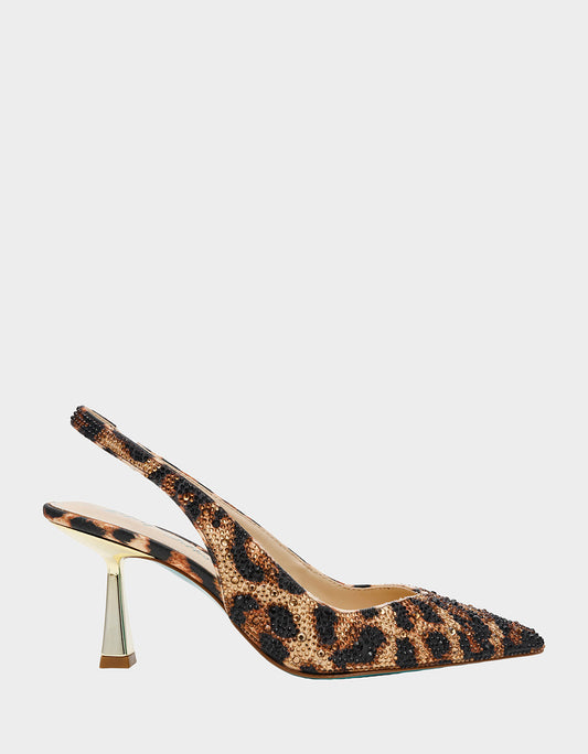 CLARK HEELS NUDE LEOPARD Slingback Women's Kitten Heel | Betsey Johnson Essential