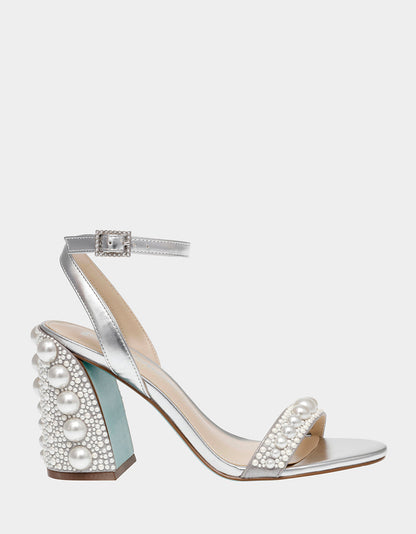 LEXI SILVER PEARL Block Heels | Betsey Johnson Value