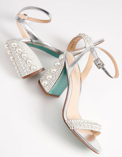 LEXI SILVER PEARL Block Heels | Betsey Johnson Value