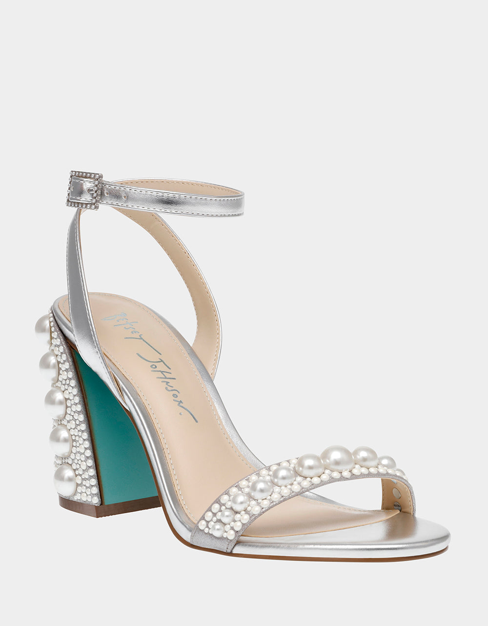 LEXI SILVER PEARL Block Heels | Betsey Johnson Value