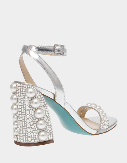 LEXI SILVER PEARL Block Heels | Betsey Johnson Value
