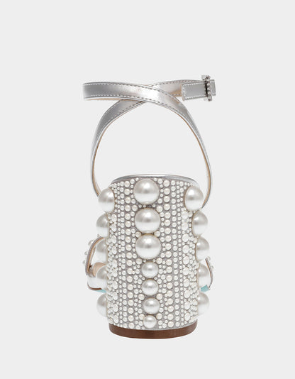 LEXI SILVER PEARL Block Heels | Betsey Johnson Value