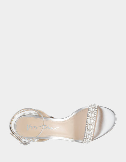 LEXI SILVER PEARL Block Heels | Betsey Johnson Value