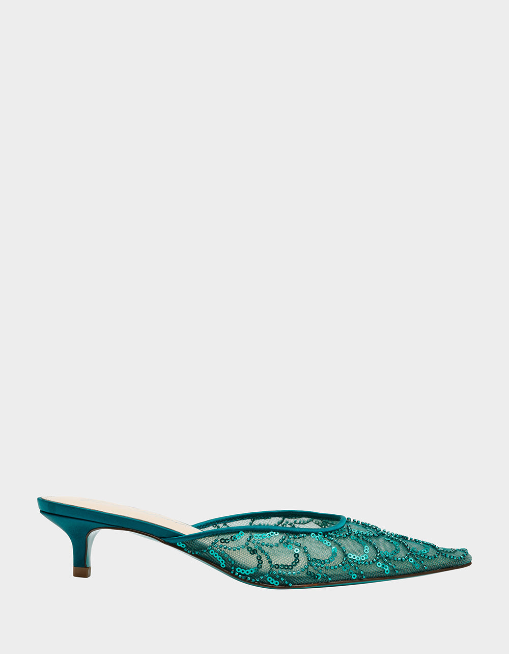ELLIS EMERALD Pointed-Toe Mesh Embellished Mule Women's Kitten Heel | Betsey Johnson Hot Sale