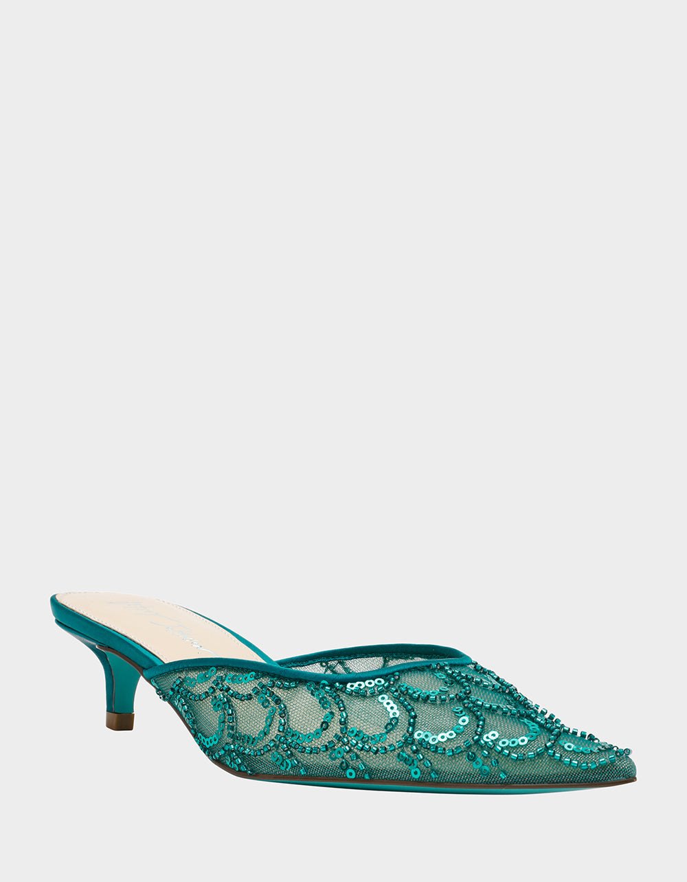 ELLIS EMERALD Pointed-Toe Mesh Embellished Mule Women's Kitten Heel | Betsey Johnson Hot Sale