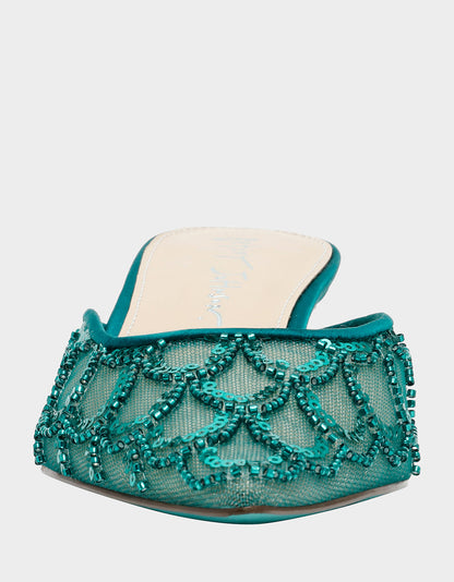 ELLIS EMERALD Pointed-Toe Mesh Embellished Mule Women's Kitten Heel | Betsey Johnson Hot Sale