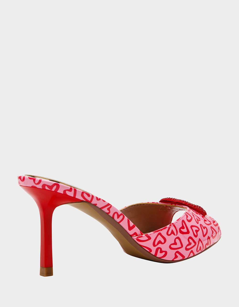 CASIDY PINK MULTI Women's Heart Print Mule Heel with Rhinestone Lip | Betsey Johnson Hot Sale