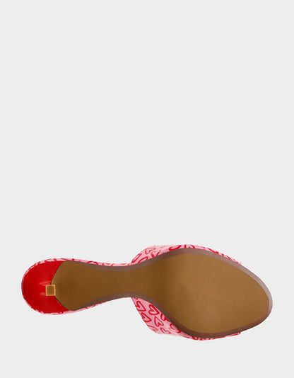 CASIDY PINK MULTI Women's Heart Print Mule Heel with Rhinestone Lip | Betsey Johnson Hot Sale