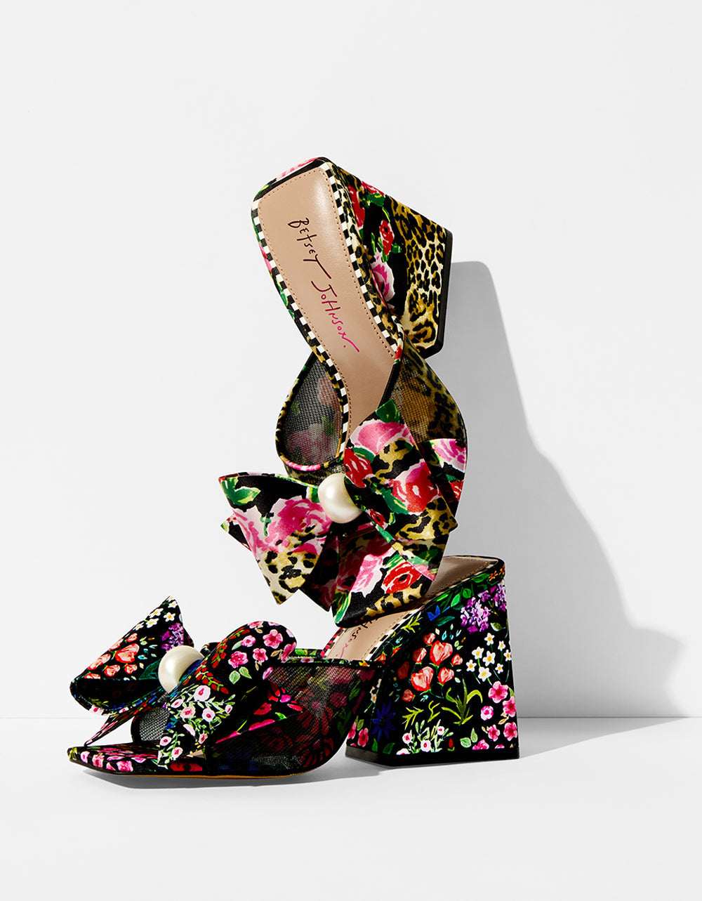 JORDN LEOPARD FLORAL Square-Toe Mule Block Heel | Betsey Johnson Premium