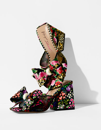 JORDN LEOPARD FLORAL Square-Toe Mule Block Heel | Betsey Johnson Premium