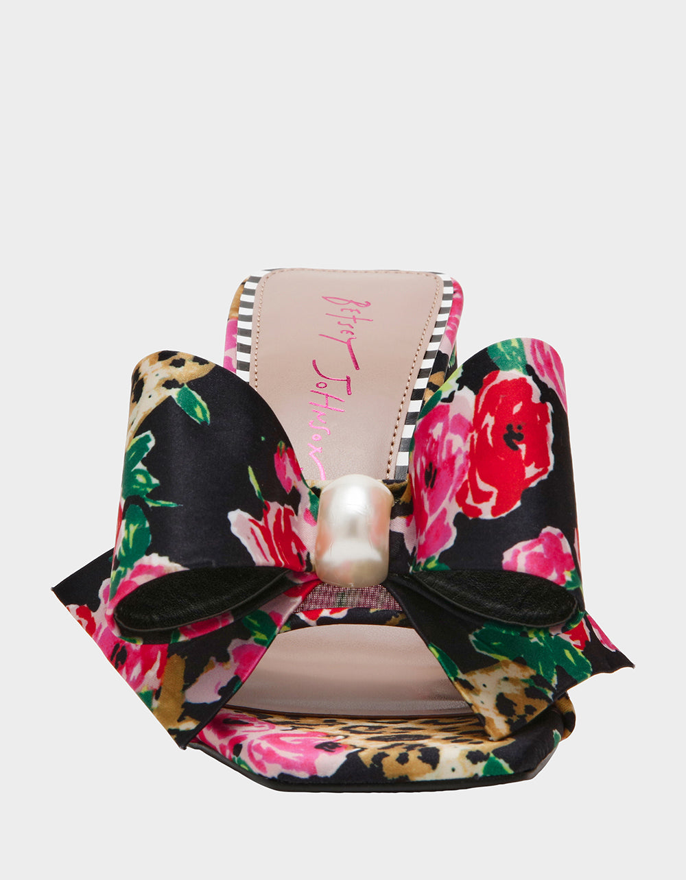 JORDN LEOPARD FLORAL Square-Toe Mule Block Heel | Betsey Johnson Premium