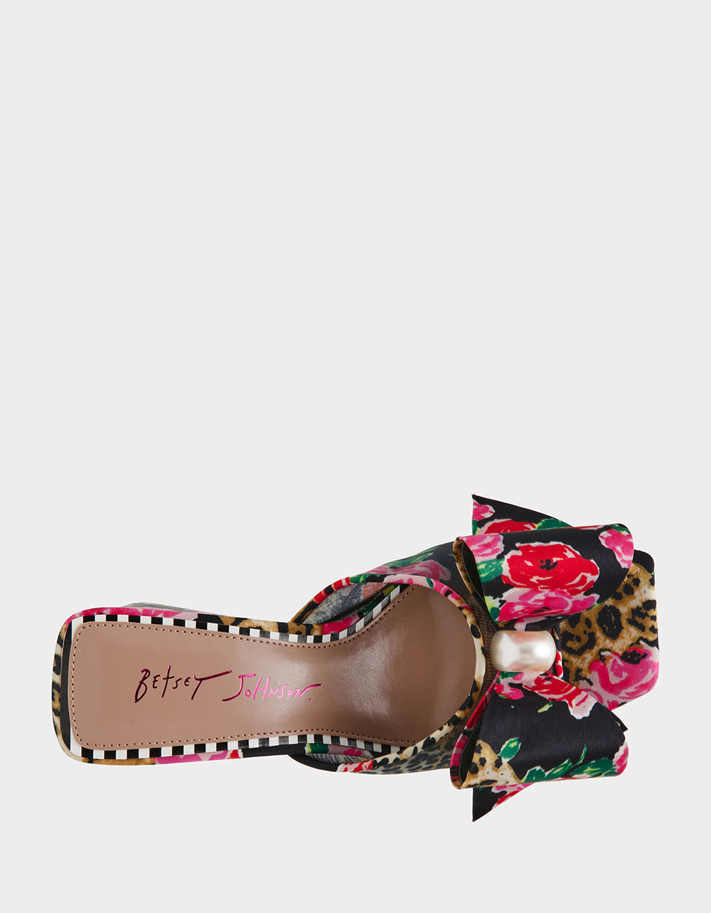 JORDN LEOPARD FLORAL Square-Toe Mule Block Heel | Betsey Johnson Premium