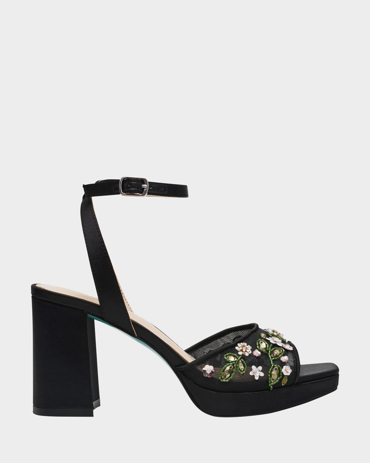 KIRRA BLACK Platform Strappy Square-Toe Block Heel | Betsey Johnson Classic